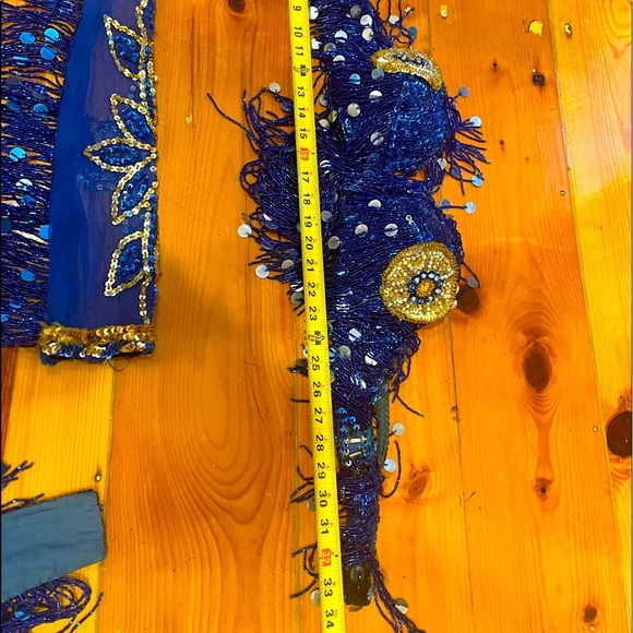 Designer Madame Abla Professional Egyptian bellydance costume Dark Blue & gold - Picture 6 of 16
